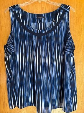 Anne Klein Navy and White Striped Sleeveless Tank